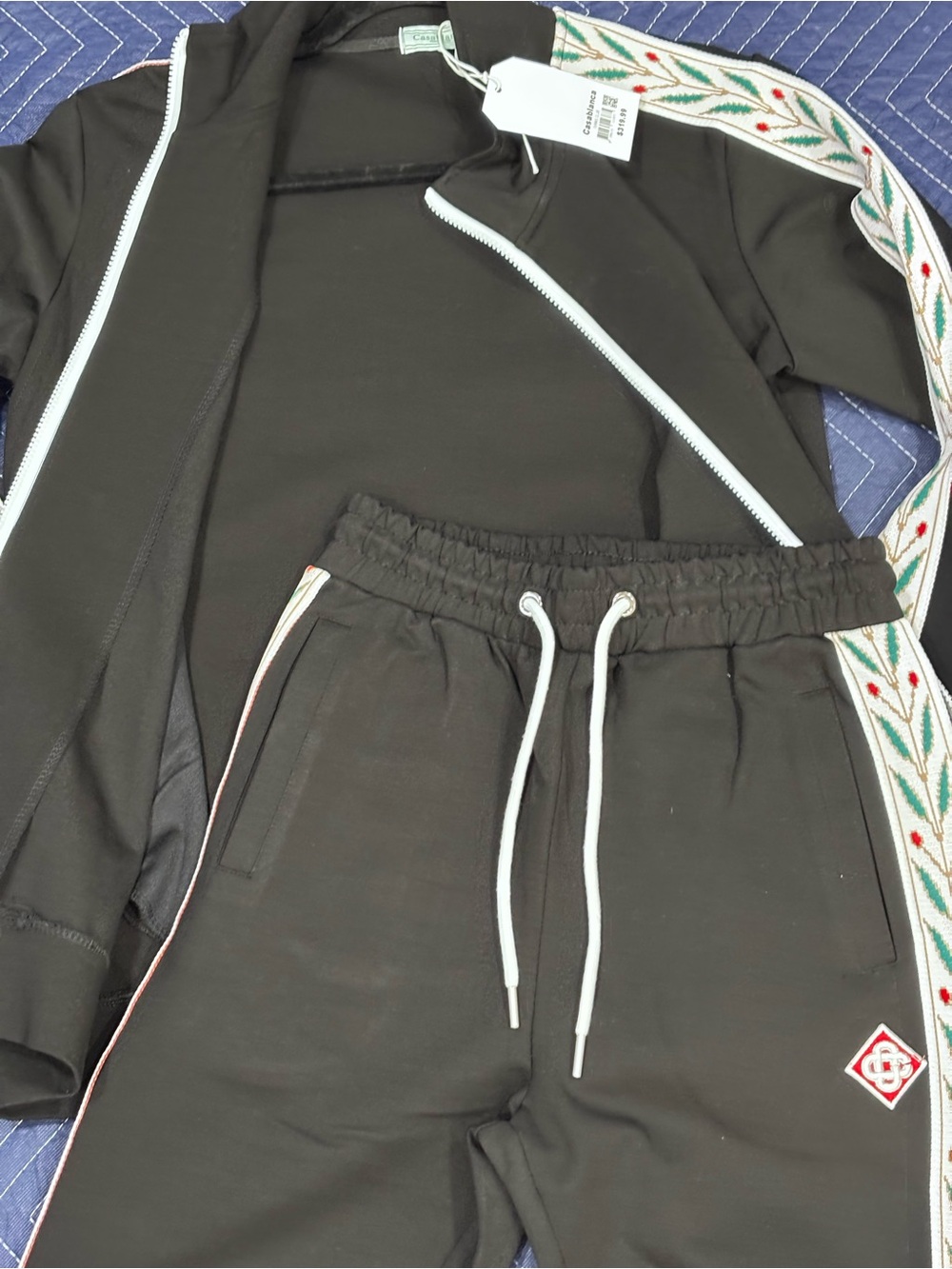 Casa Blanca tracksuit top and bottom Black and green with red - Picture 7 of 15